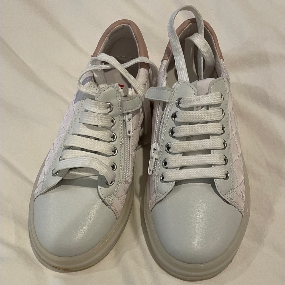 Naturalizer White and Pink Sneakers for Women